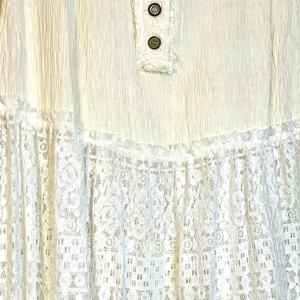New POL Cream Textured Sleeveless lace Tunic dress top - Picture 5 of 7
